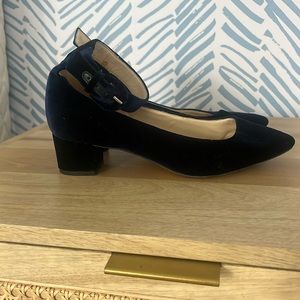 navy blue velvet heels